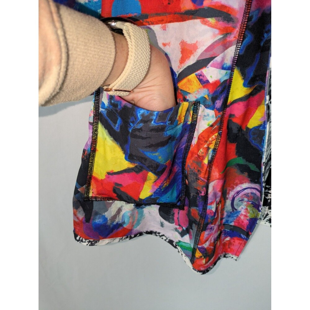 Ali Miles Jacket L Women's Reversible Abstract Open Front Wearable Art Artsy - Picture 4 of 12